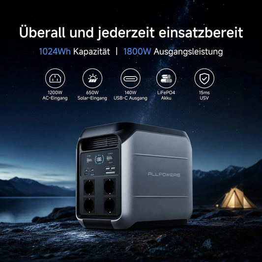 ALLPOWERS P1800 Tragbare Powerstation 1024Wh | 1800W