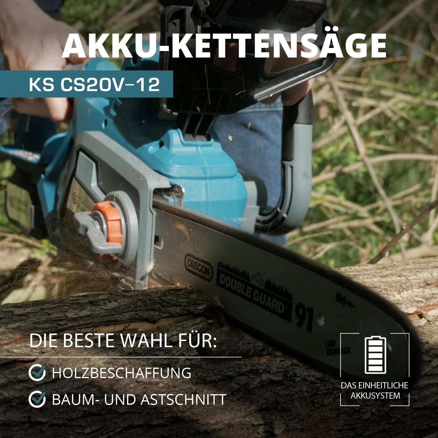 Akku Kettensäge 30cm Schwertlänge KS CS20V-12