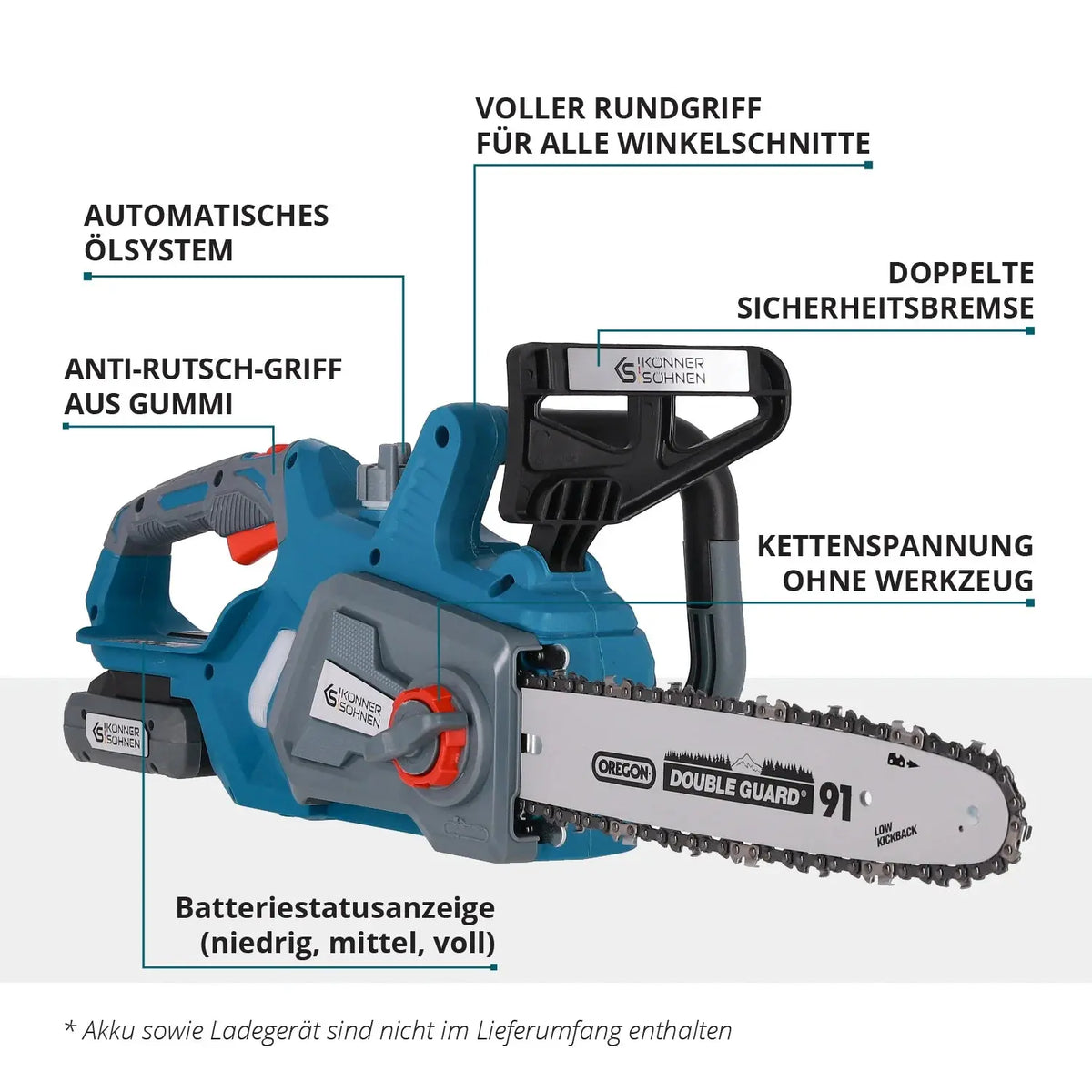 Akku Kettensäge 30cm Schwertlänge KS CS20V-12 Könner & Söhnen