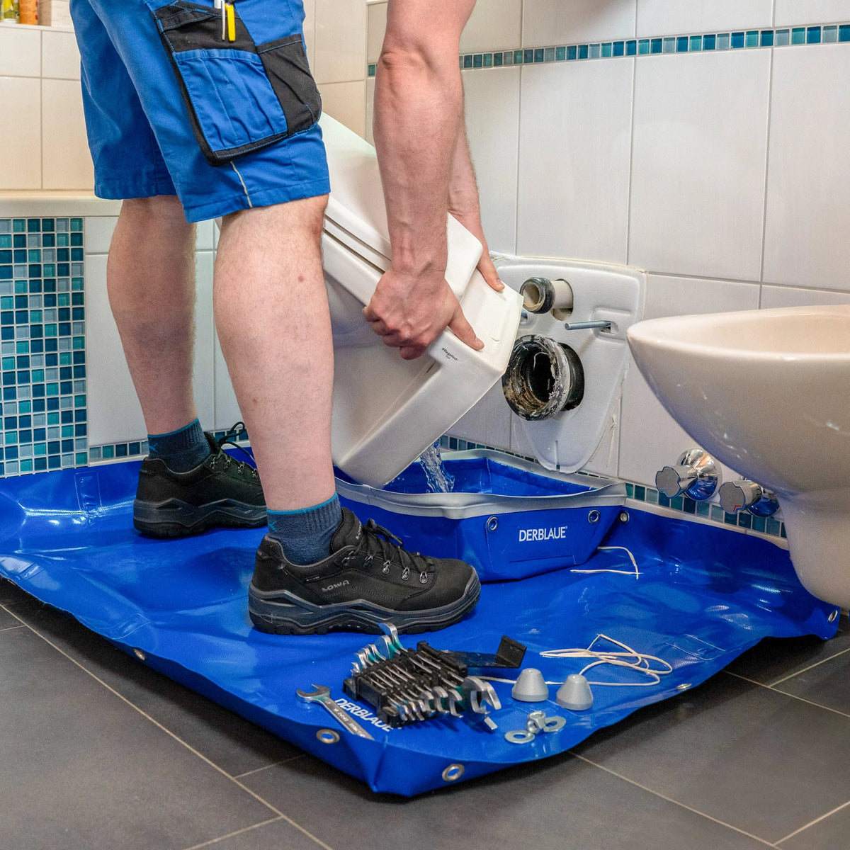 DERBLAUE® Profi-Wanne – Die faltbare Auffangwanne für jeden Handwerker DERBLAUE®