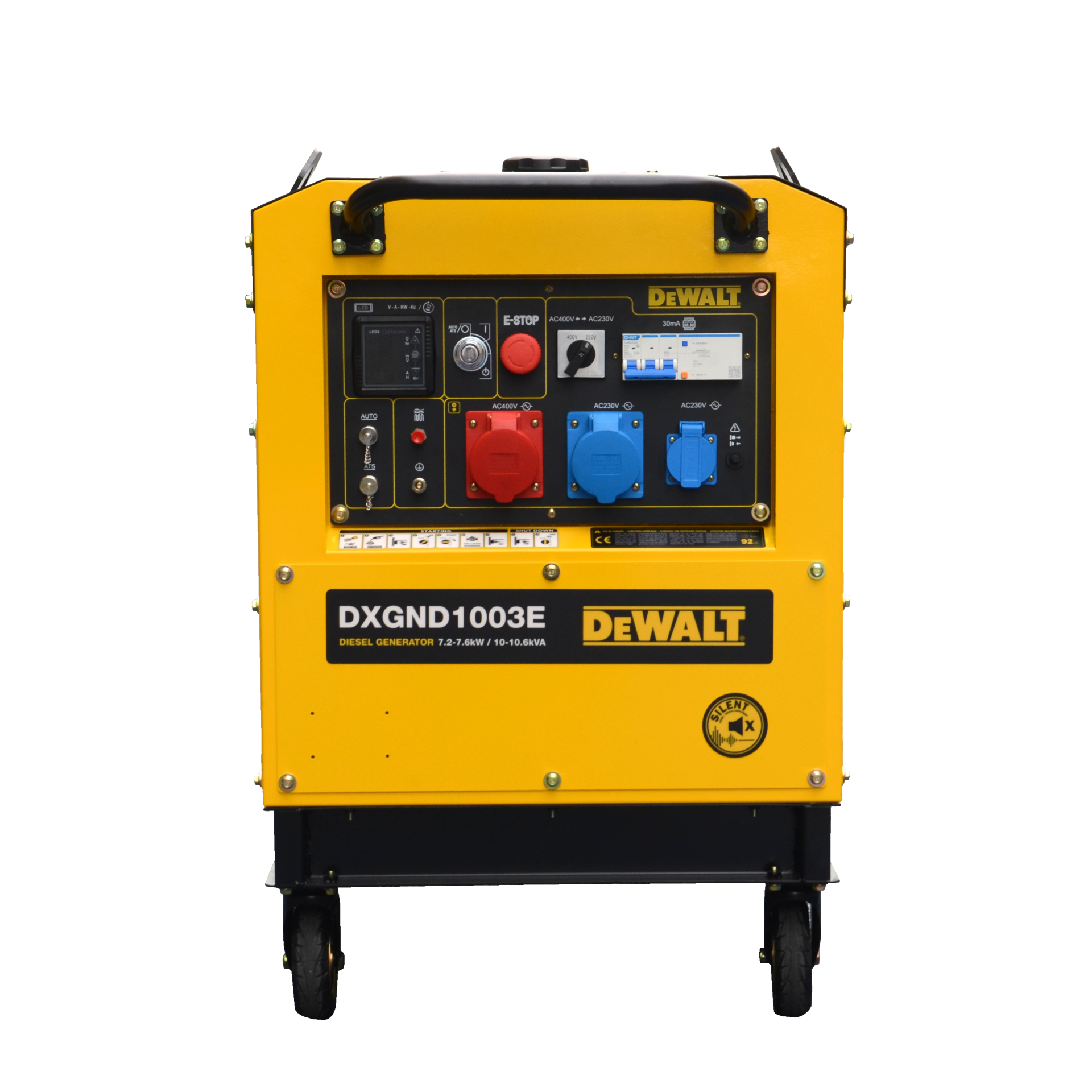 DeWalt Diesel Stromaggregat DXGND1003E – 7,6 kW (230 V) &  10,6 kVA (400 V) DeWalt