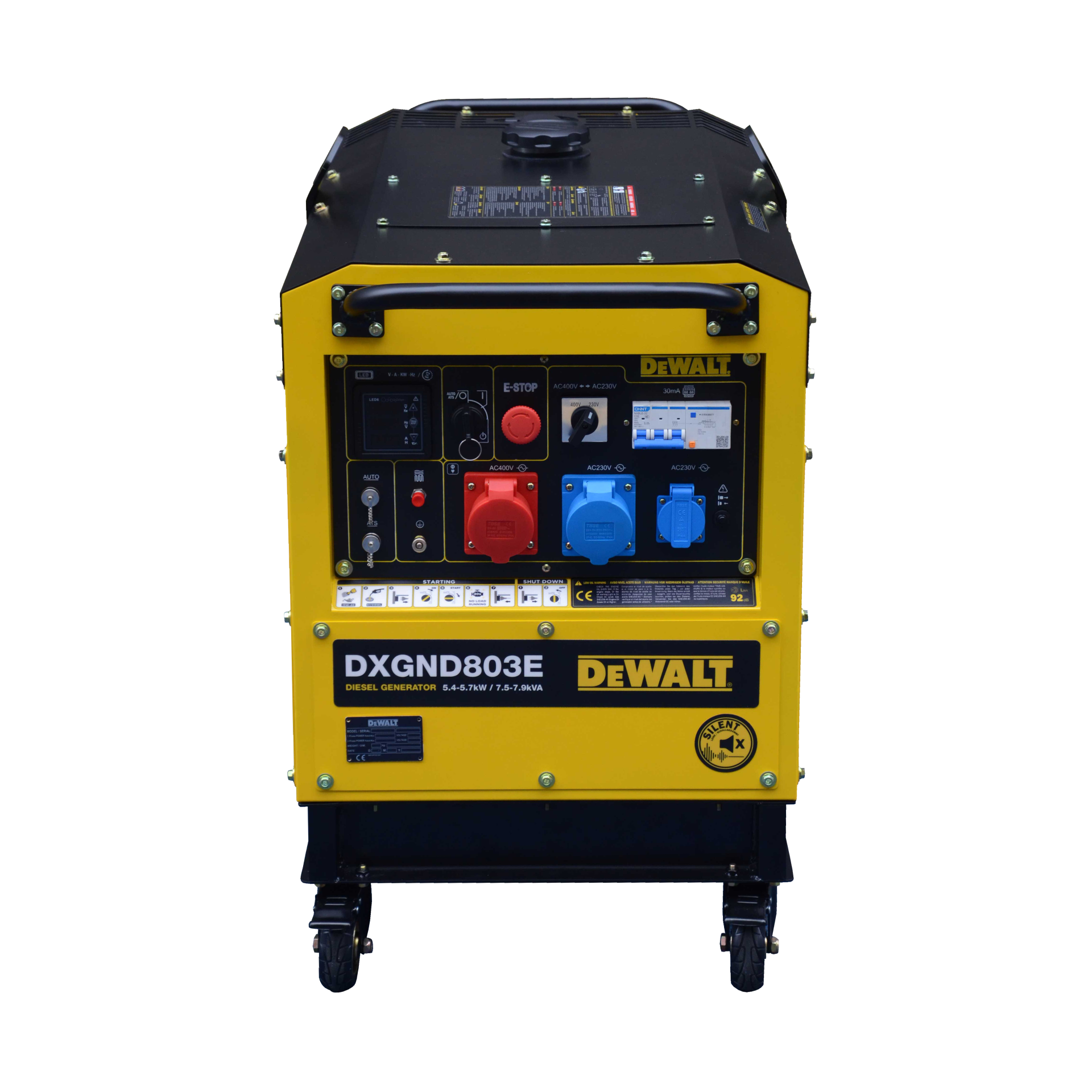 DeWalt Diesel Stromaggregat DXGND803E – 5,8 kW (230 V) & 7,9 kVA (400 V) DeWalt
