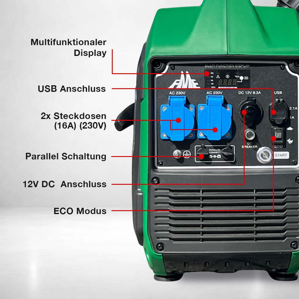 3300W Benzin Inverter Stromaggregat mit E-Start nur 21,4 kg FME XG-SF 3300E FME