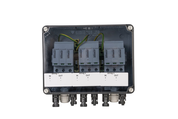 Generatorenanschlusskasten für PV-Anlagen bis 1.000 V DC, 1x 3 String, MC4-Steckverbinder, SiRoX JÄGER SIROX
