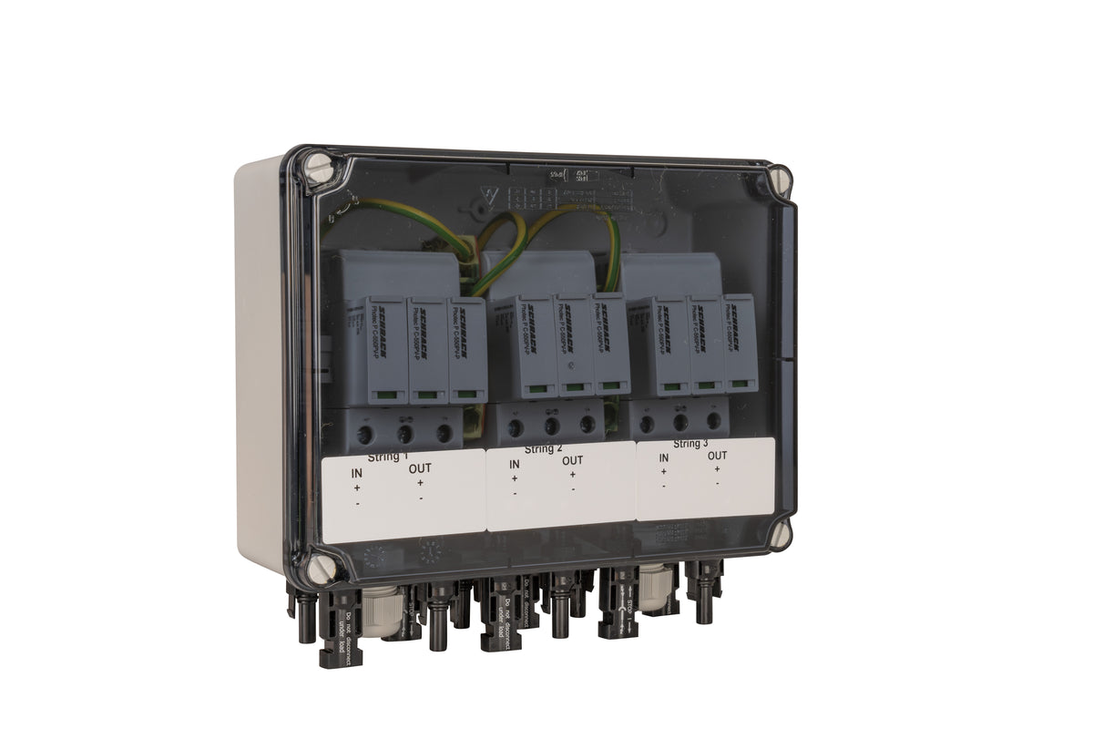 Generatorenanschlusskasten für PV-Anlagen bis 1.000 V DC, 1x 3 String, MC4-Steckverbinder, SiRoX JÄGER SIROX