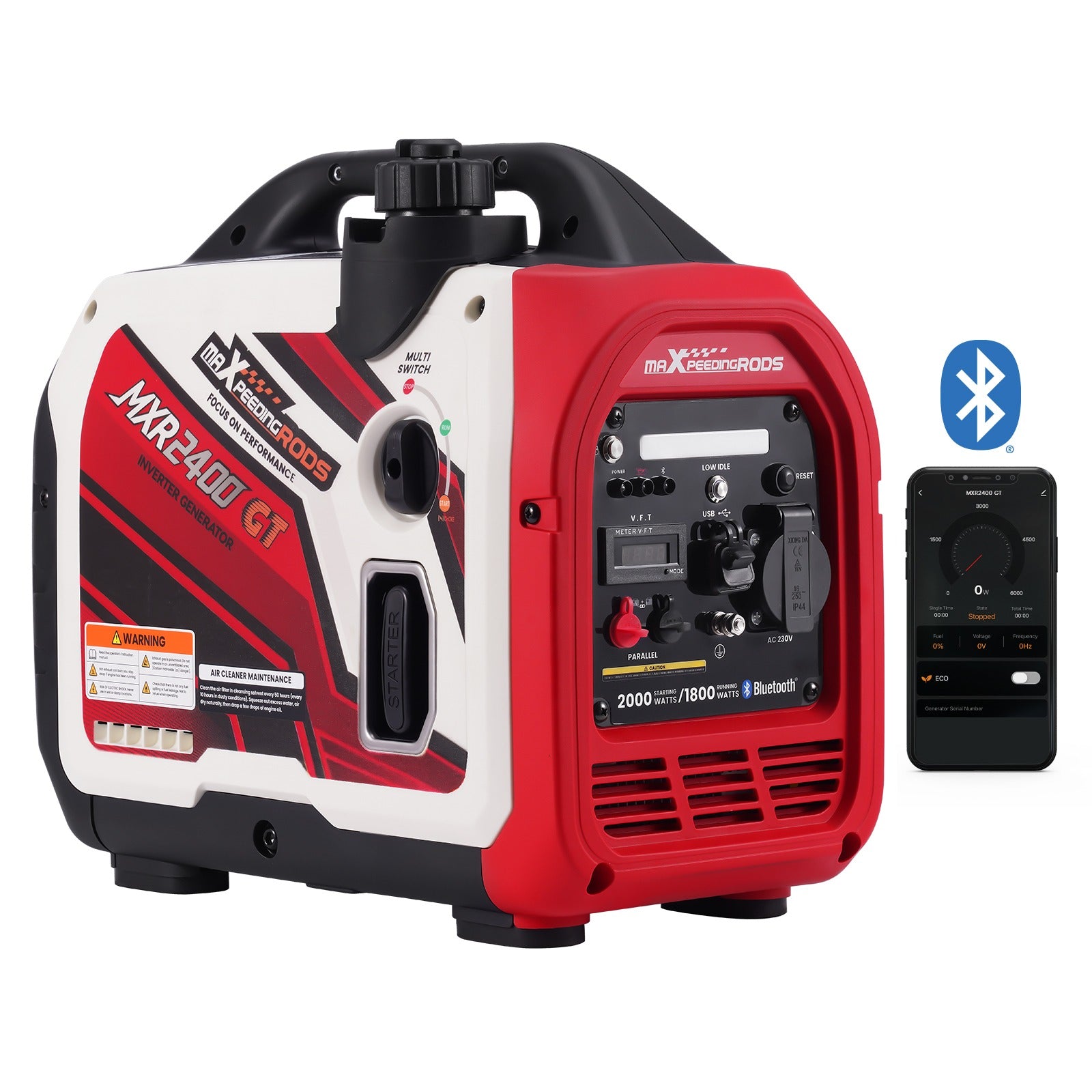 2000W Benzin Inverter Stromerzeuger mit App Steuerung maXpeedingrods MXR 2400GT – EU maXpeedingrods