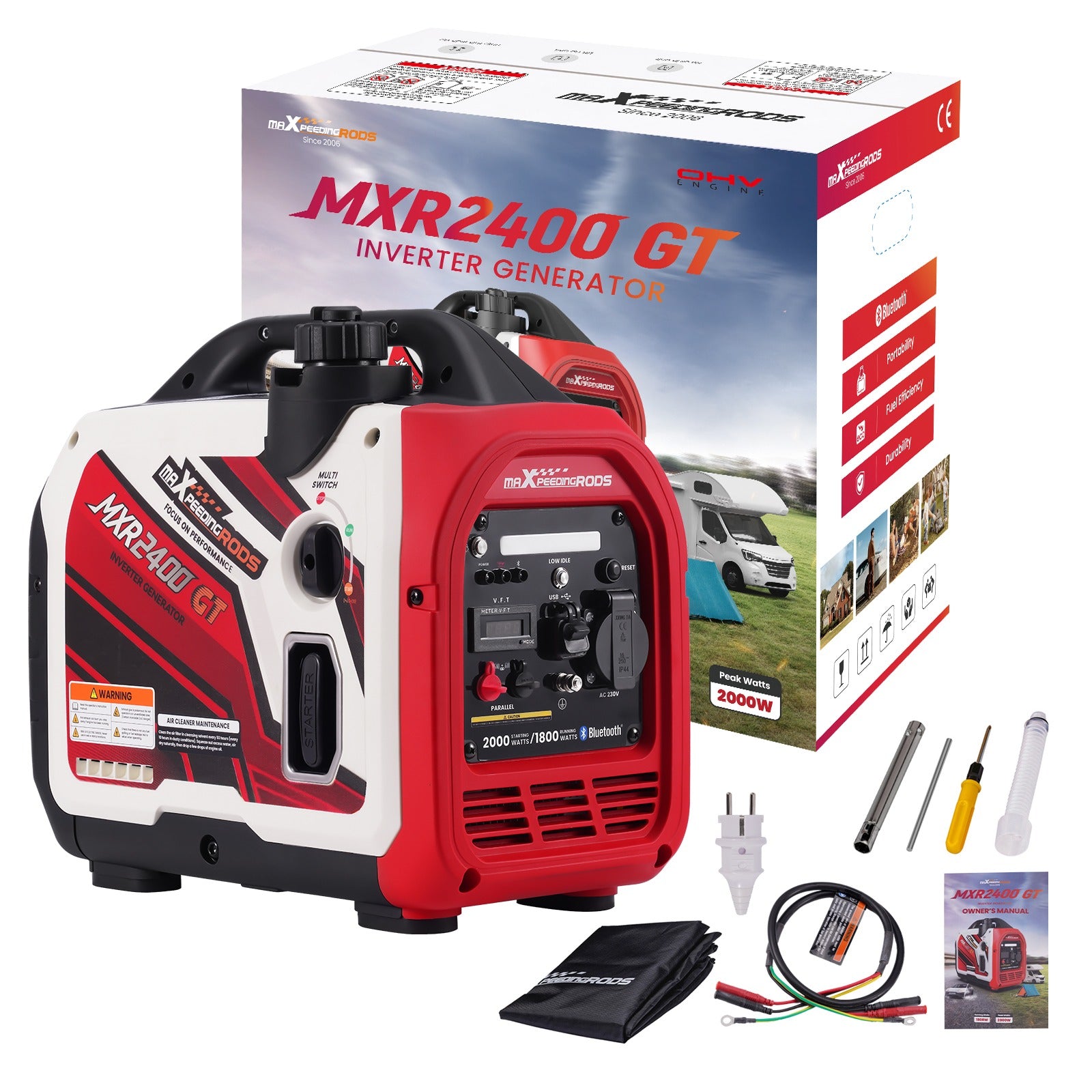 2000W Benzin Inverter Stromerzeuger mit App Steuerung maXpeedingrods MXR 2400GT – EU maXpeedingrods