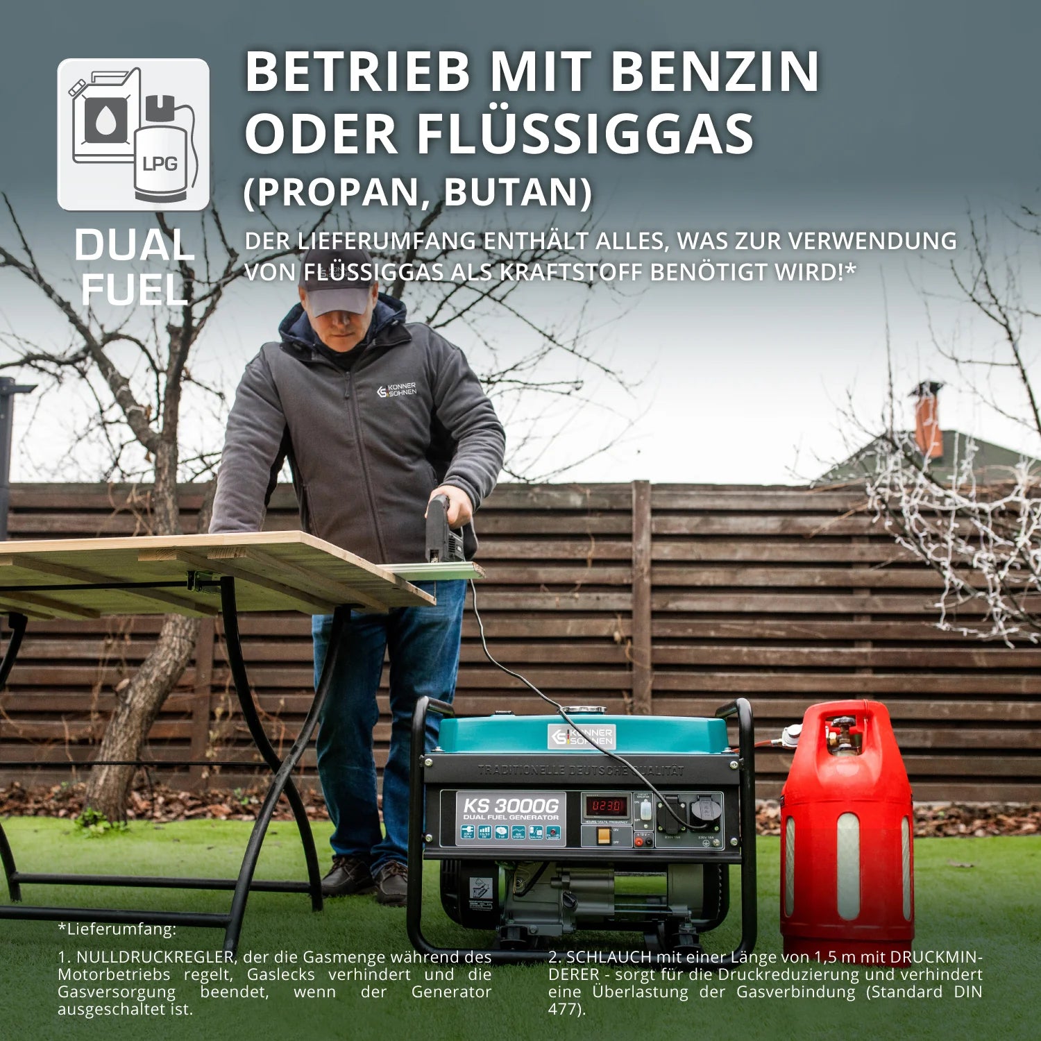 DualFuel Stromerzeuger AVR 3000 Watt Könner & Söhnen KS 3000G