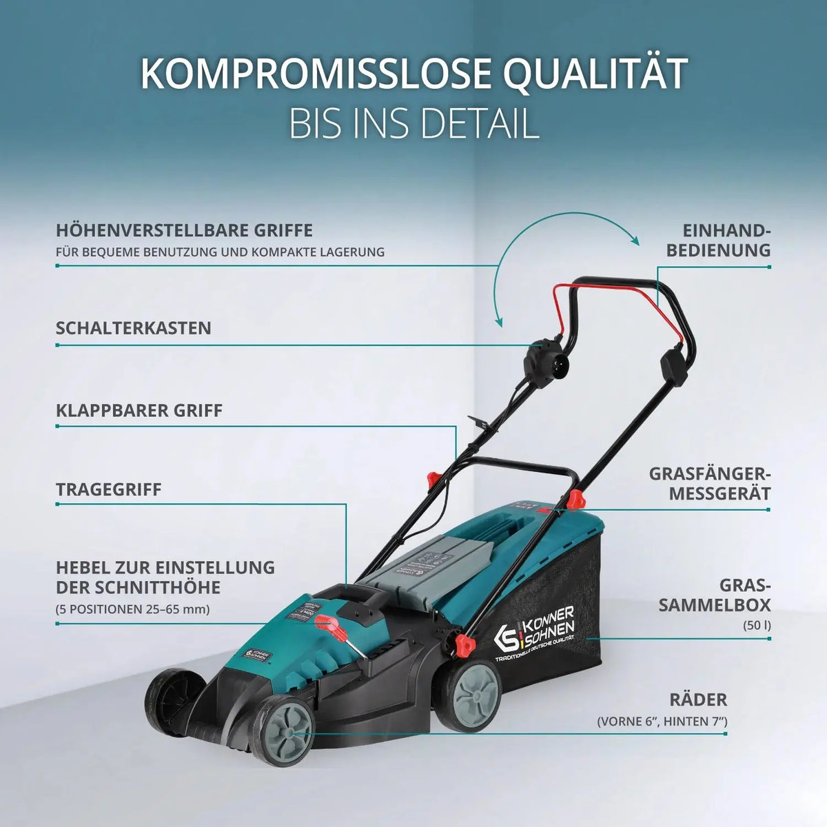 Elektrischer Rasenmäher KS 38LM-BL Schnittbreite 38cm Könner & Söhnen