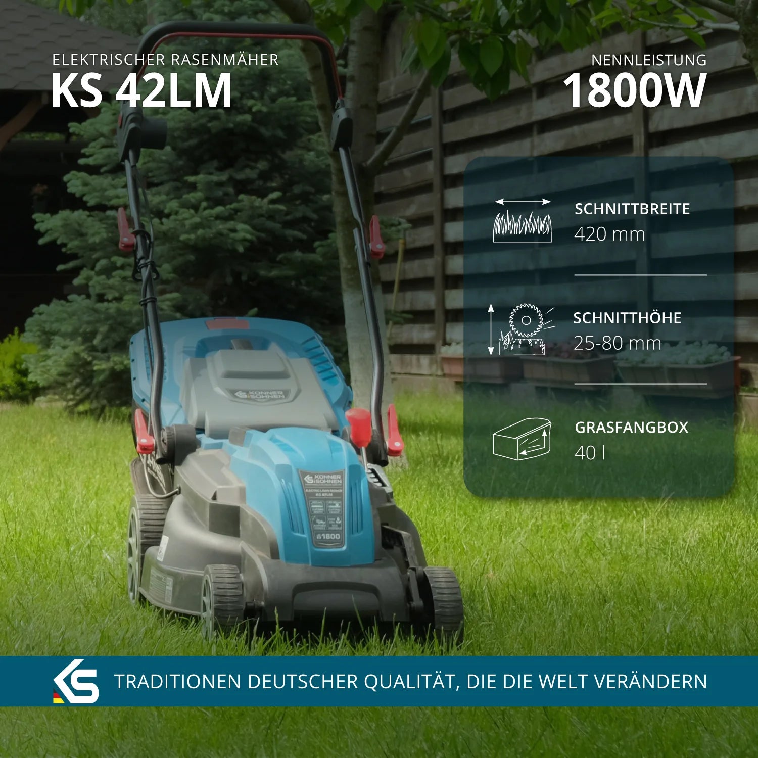 Elektrischer Rasenmäher KS 42LM Schnittbreite 42cm