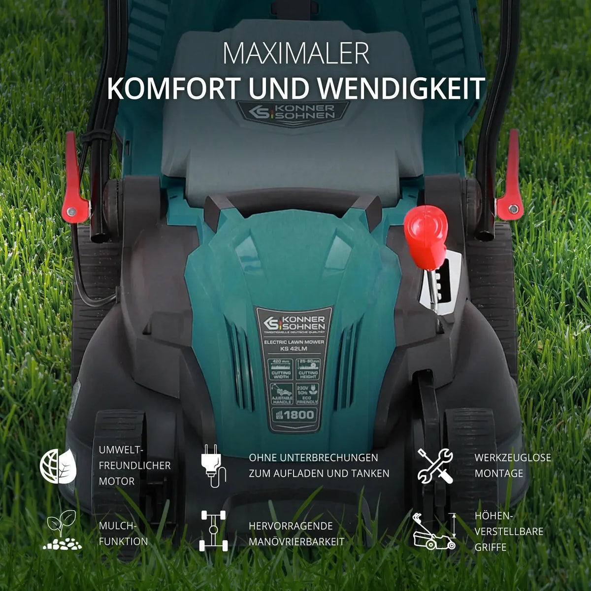 Elektrischer Rasenmäher KS 42LM Schnittbreite 42cm Könner & Söhnen