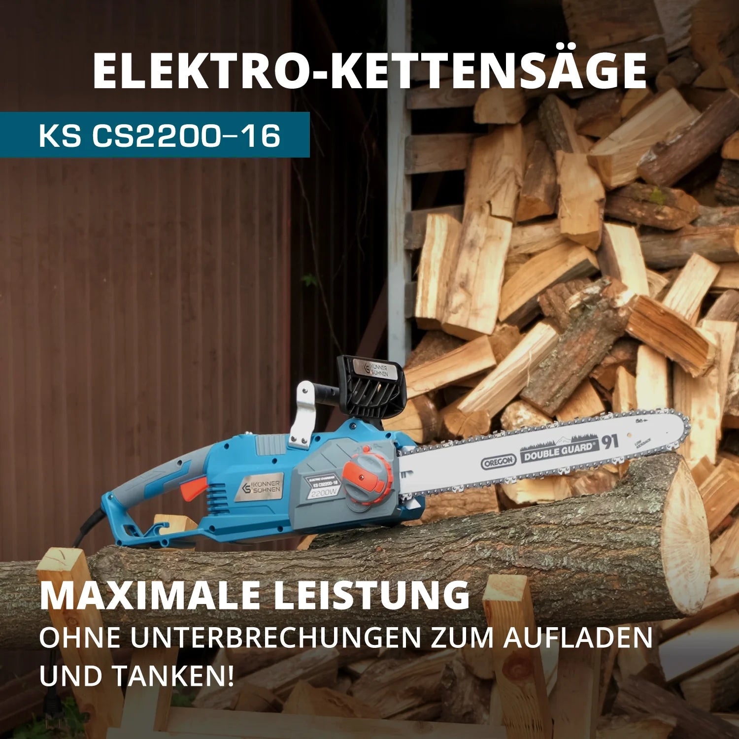 Elektro-Kettensäge KS CS2200-16 Kettenlänge 40cm