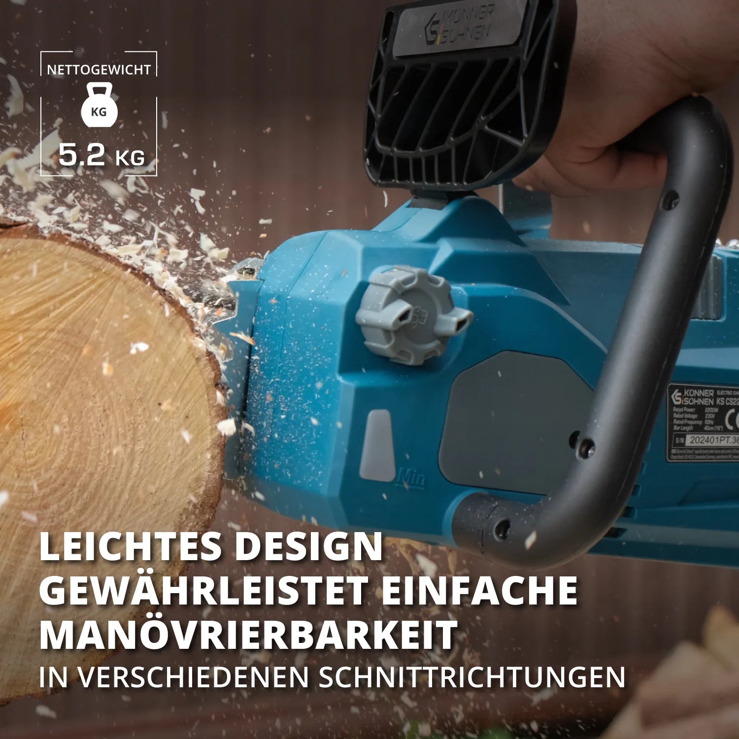 Elektro-Kettensäge KS CS2200-16 Kettenlänge 40cm