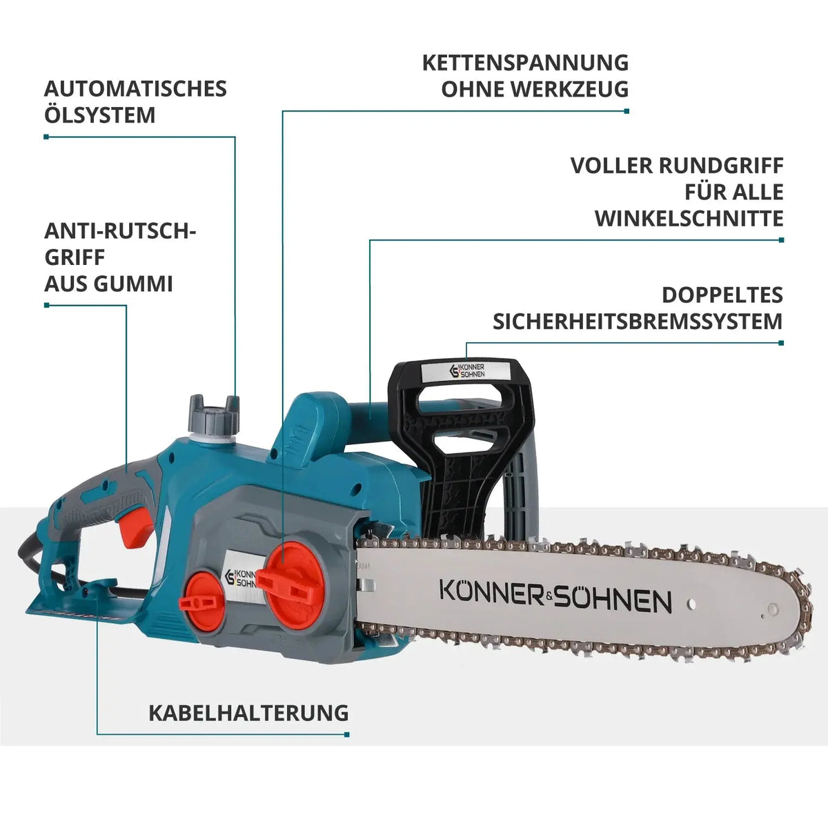 Elektro-Kettensäge KS CS1800-14 Kettenänge 35cm Könner & Söhnen