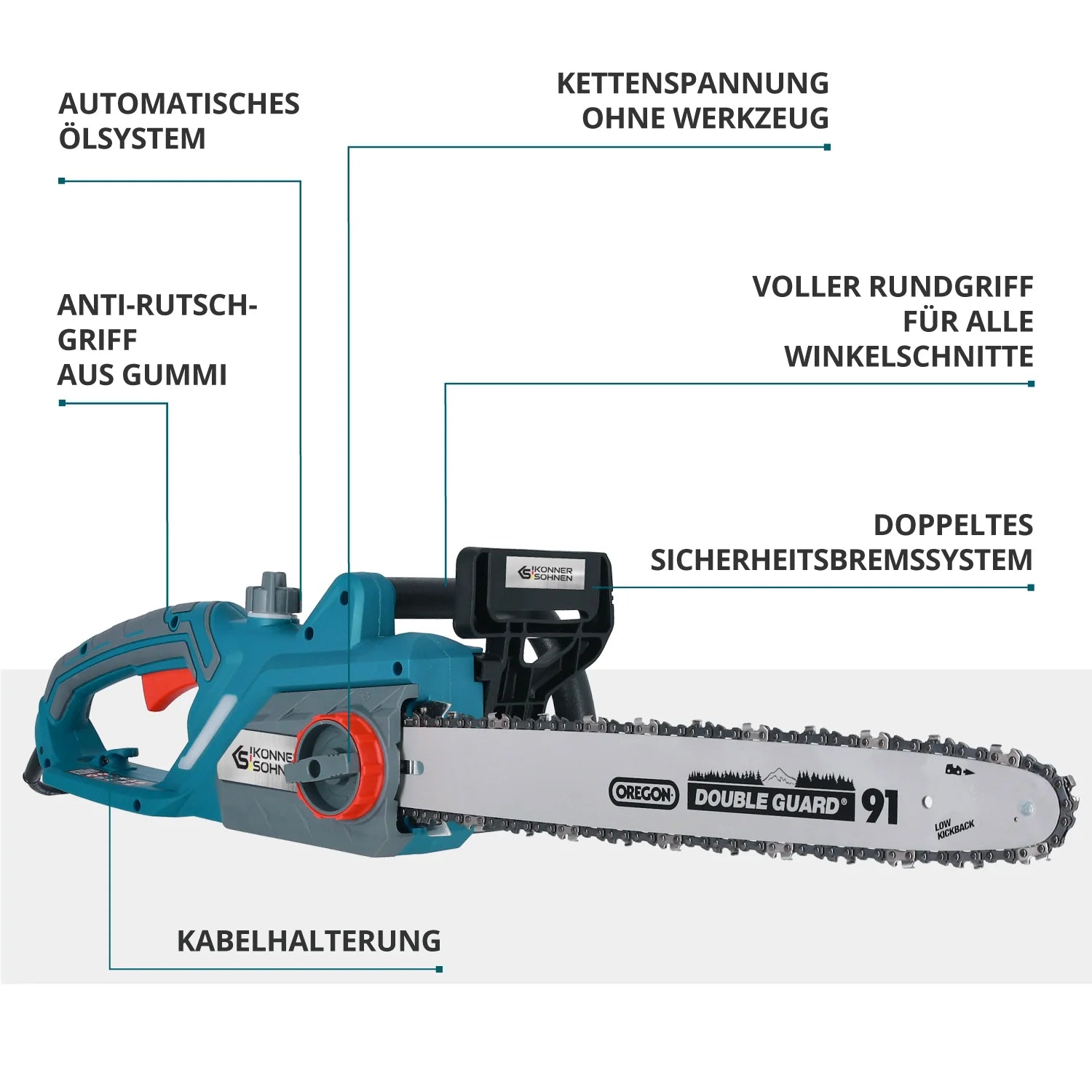 Elektro-Kettensäge KS CS2400-18 Kettenlänge 45cm
