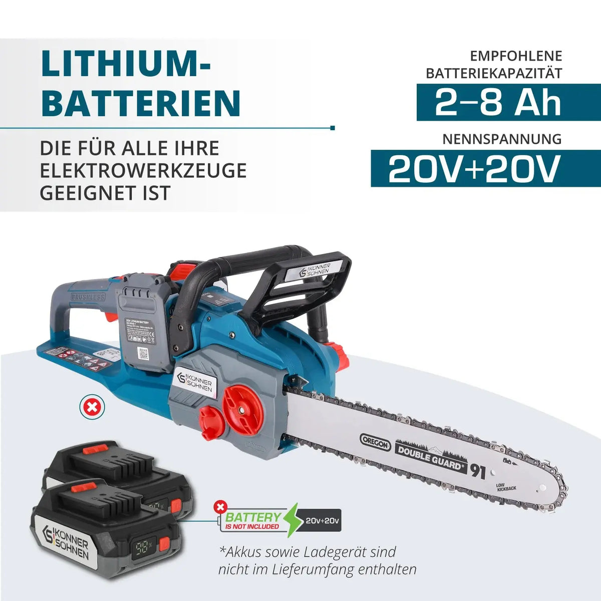 Akku Kettensäge 35cm Schwertlänge KS CS40V-14 Könner & Söhnen