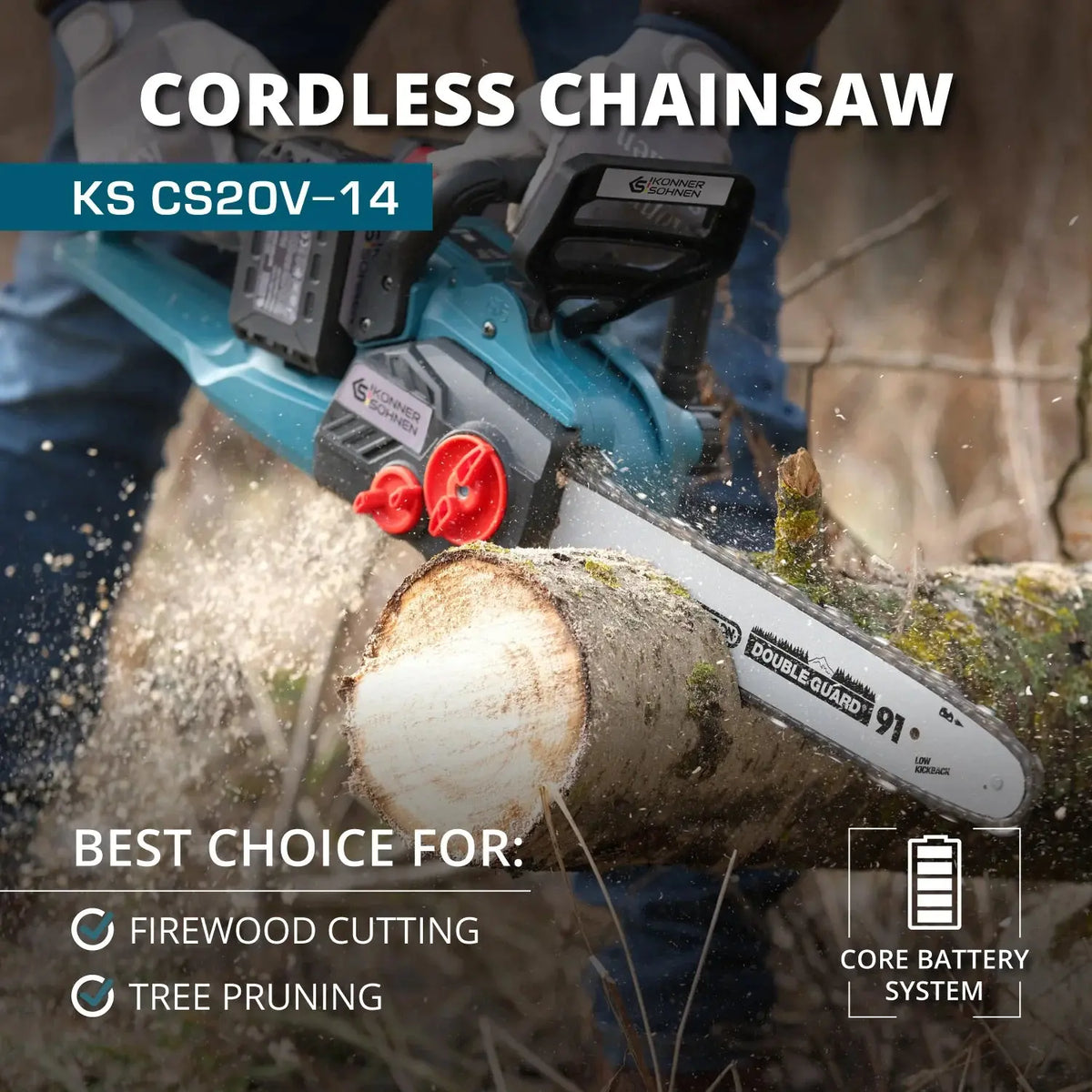 Akku Kettensäge 35cm Schwertlänge KS CS40V-14 Könner & Söhnen