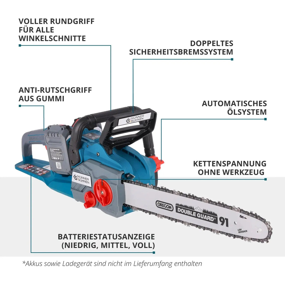 Akku Kettensäge 40cm Schwertlänge KS CS40V-16 Könner & Söhnen
