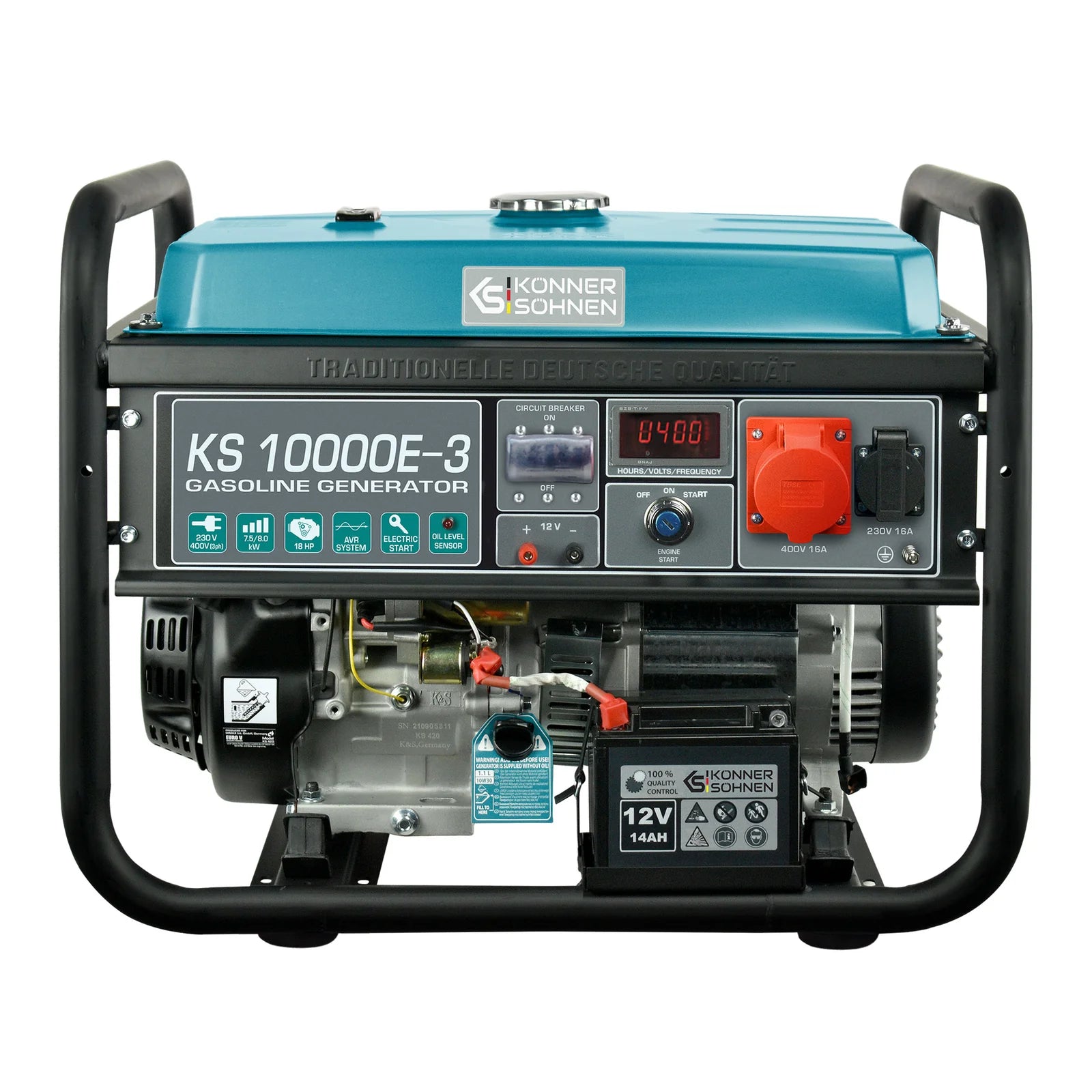 Benzin AVR Stromerzeuger 8000 Watt Könner & Söhnen KS 10000E-3 mit E-Start 400V