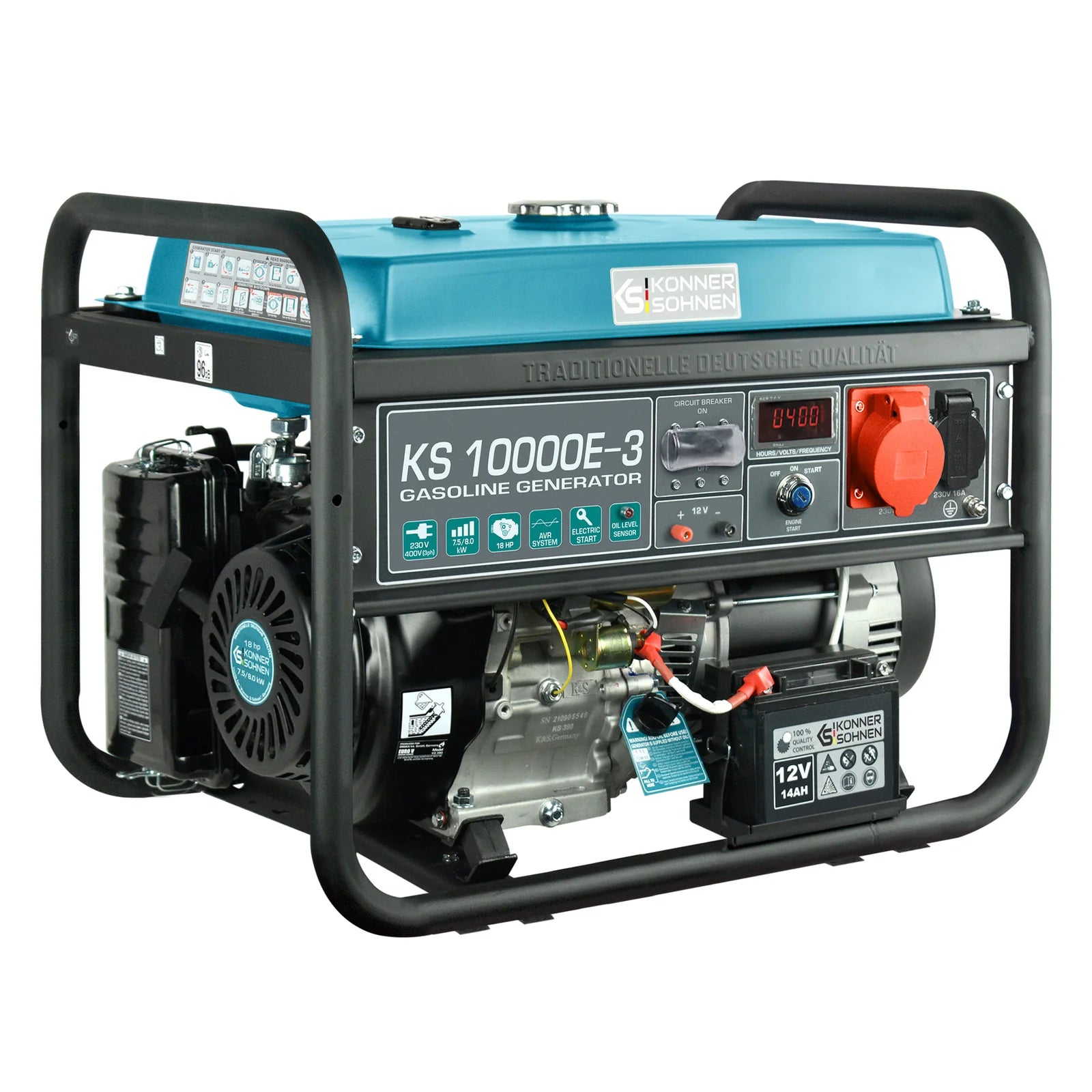 Benzin AVR Stromerzeuger 8000 Watt Könner & Söhnen KS 10000E-3 mit E-Start 400V
