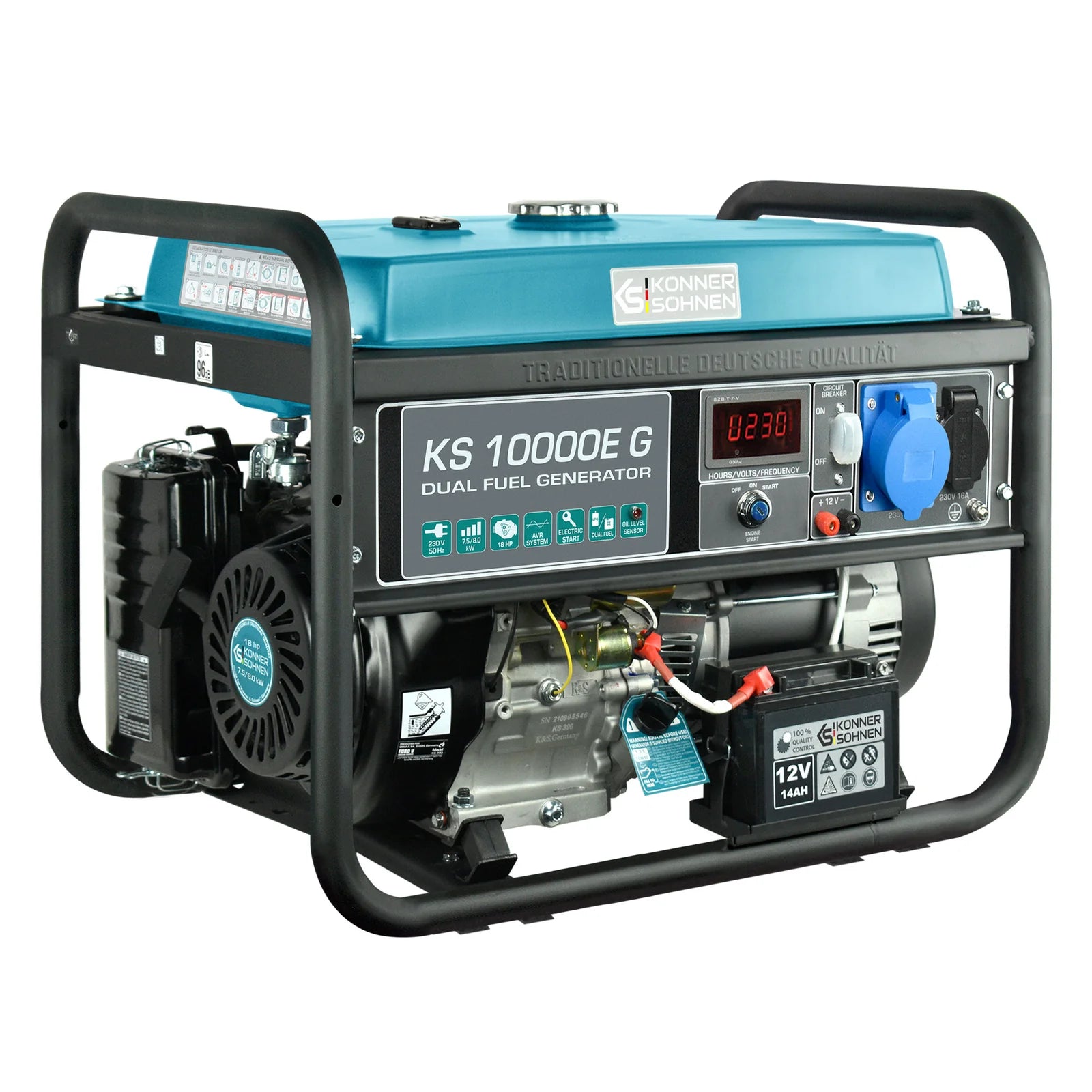 DualFuel Stromerzeuger AVR 8000 Watt Könner & Söhnen KS 10000E G