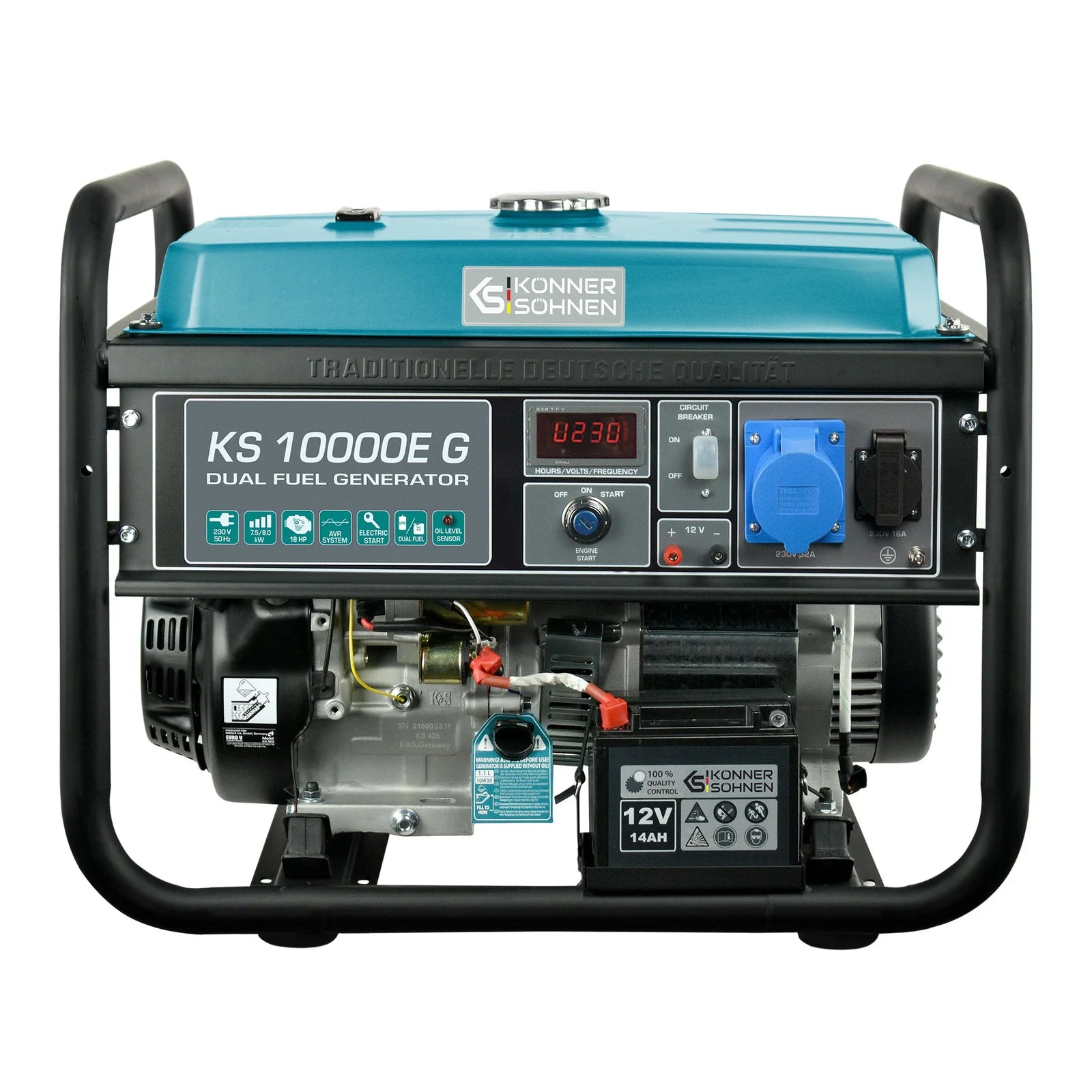 DualFuel Stromerzeuger AVR 8000 Watt Könner & Söhnen KS 10000E G