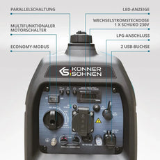 Inverter Stromerzeuger DualFuel 2000 Watt KS 2100iG S Könner & Söhnen