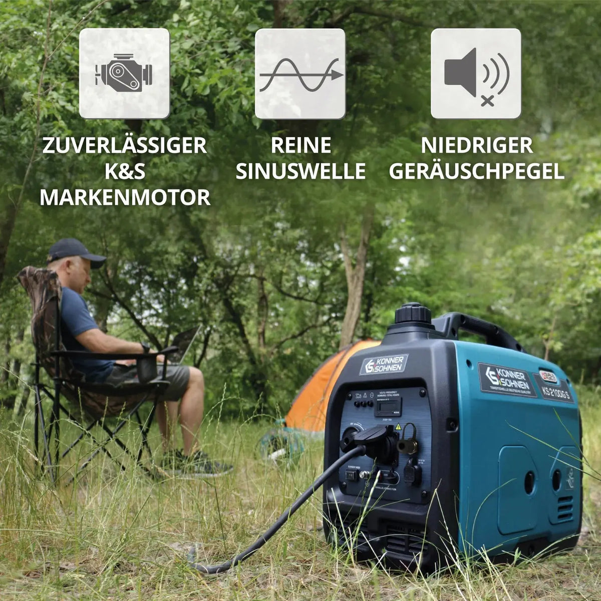 Inverter Stromerzeuger DualFuel 2000 Watt KS 2100iG S Könner & Söhnen