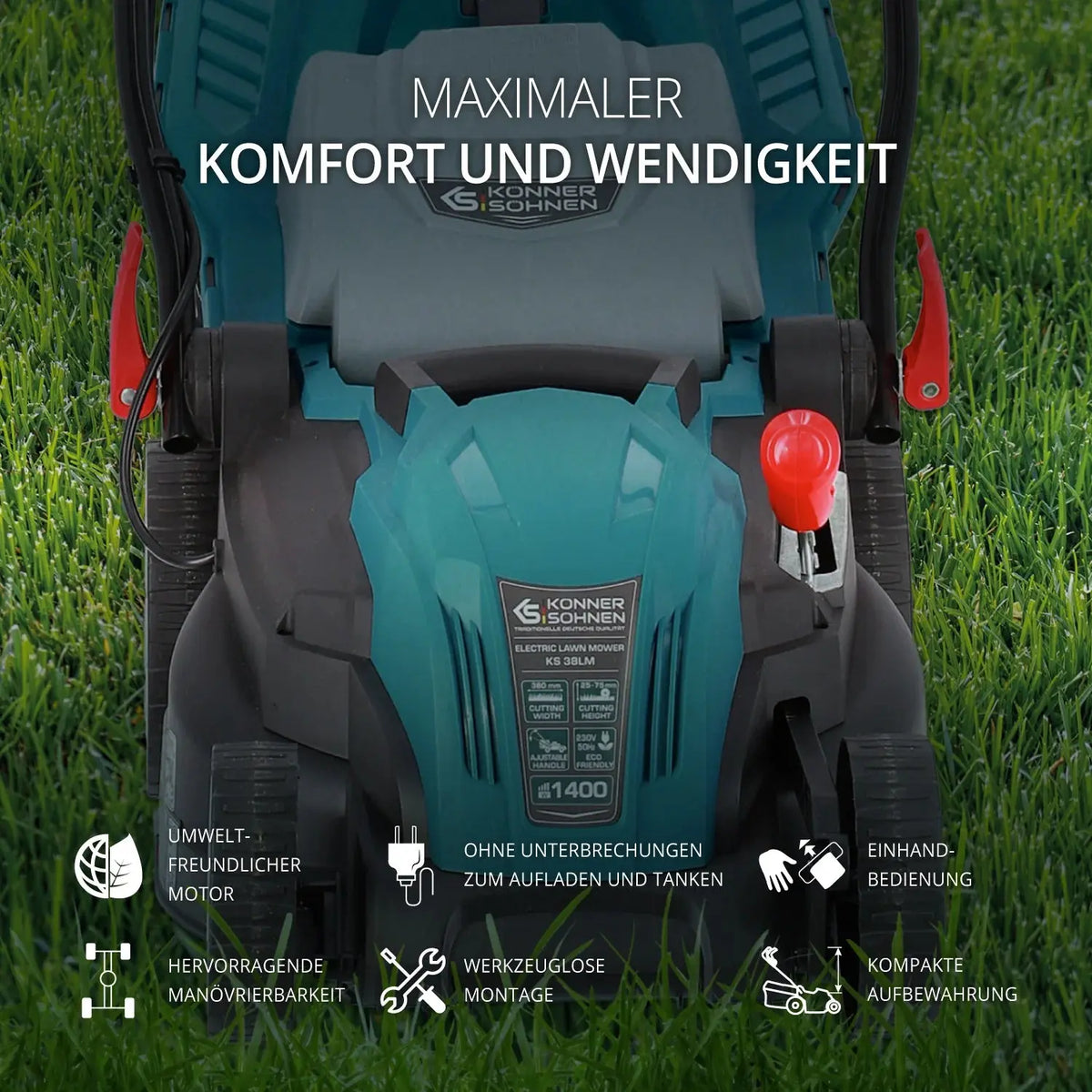 Elektrischer Rasenmäher KS 38LM Schnittbreite 38cm Könner & Söhnen