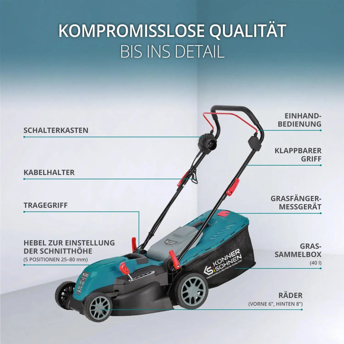 Elektrischer Rasenmäher KS 38LM Schnittbreite 38cm Könner & Söhnen