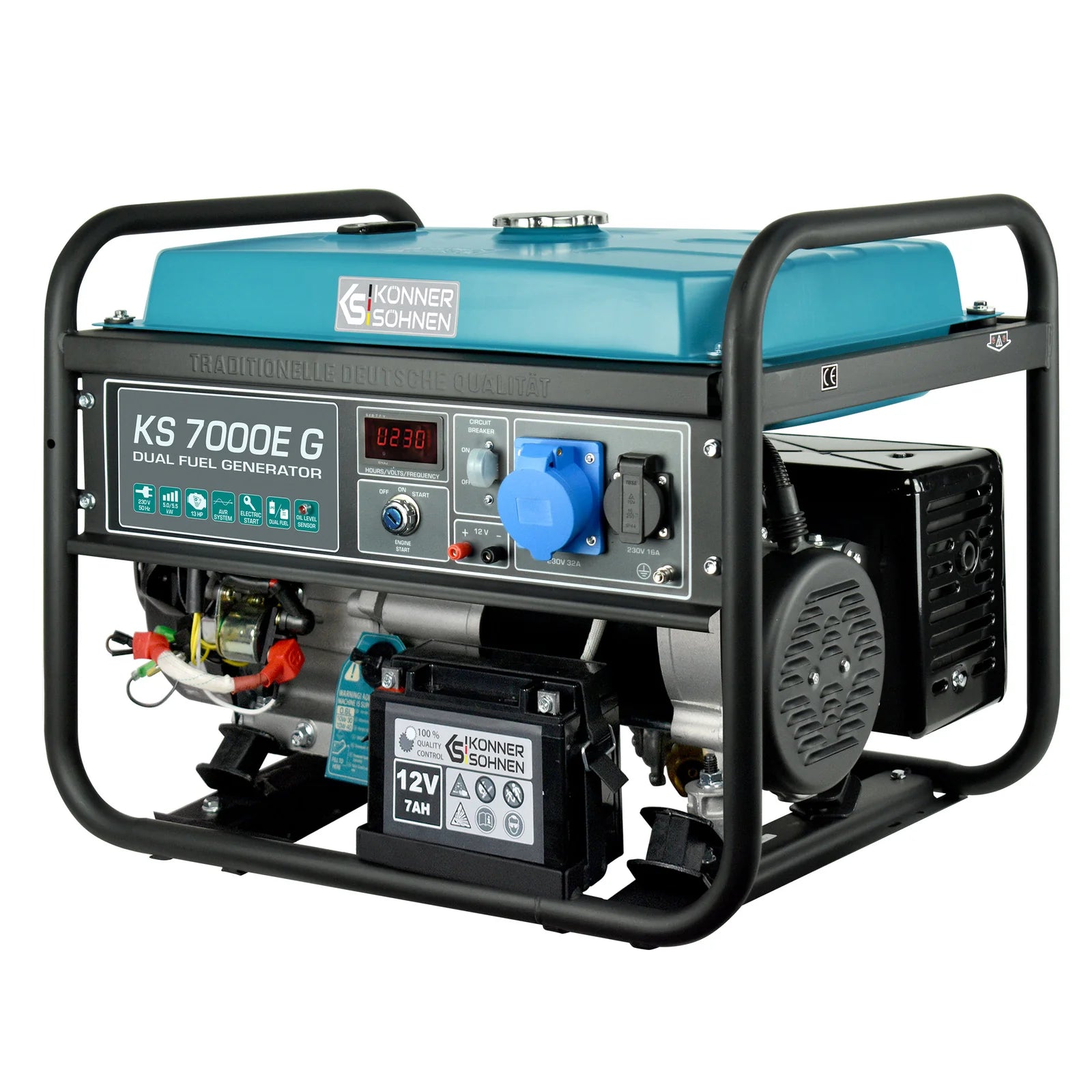 DualFuel Stromerzeuger AVR 5500 Watt Könner & Söhnen KS 7000E G
