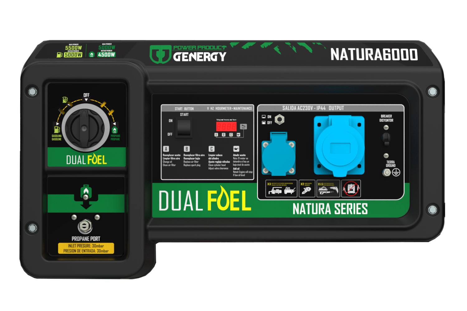 Dualfuel Stromerzeuger 5500W Genergy Natura 6000  SVR - Benzin & LPG